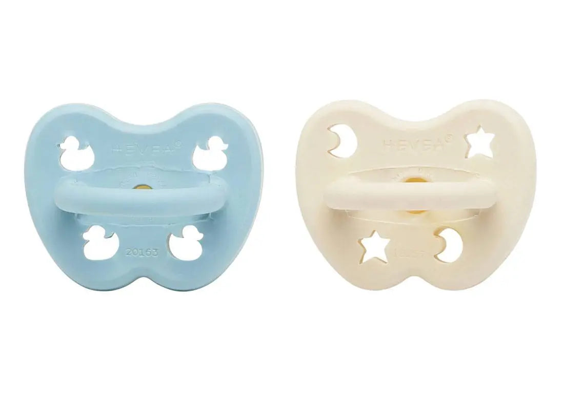 2 tétines en caoutchouc naturel Hévéa - Baby blue et Milky white 0/3mois - Lilinappy