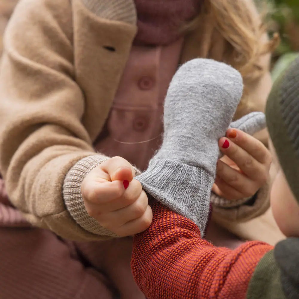 Moufles en laine bouillie Disana - Eucalyptus - Lilinappy