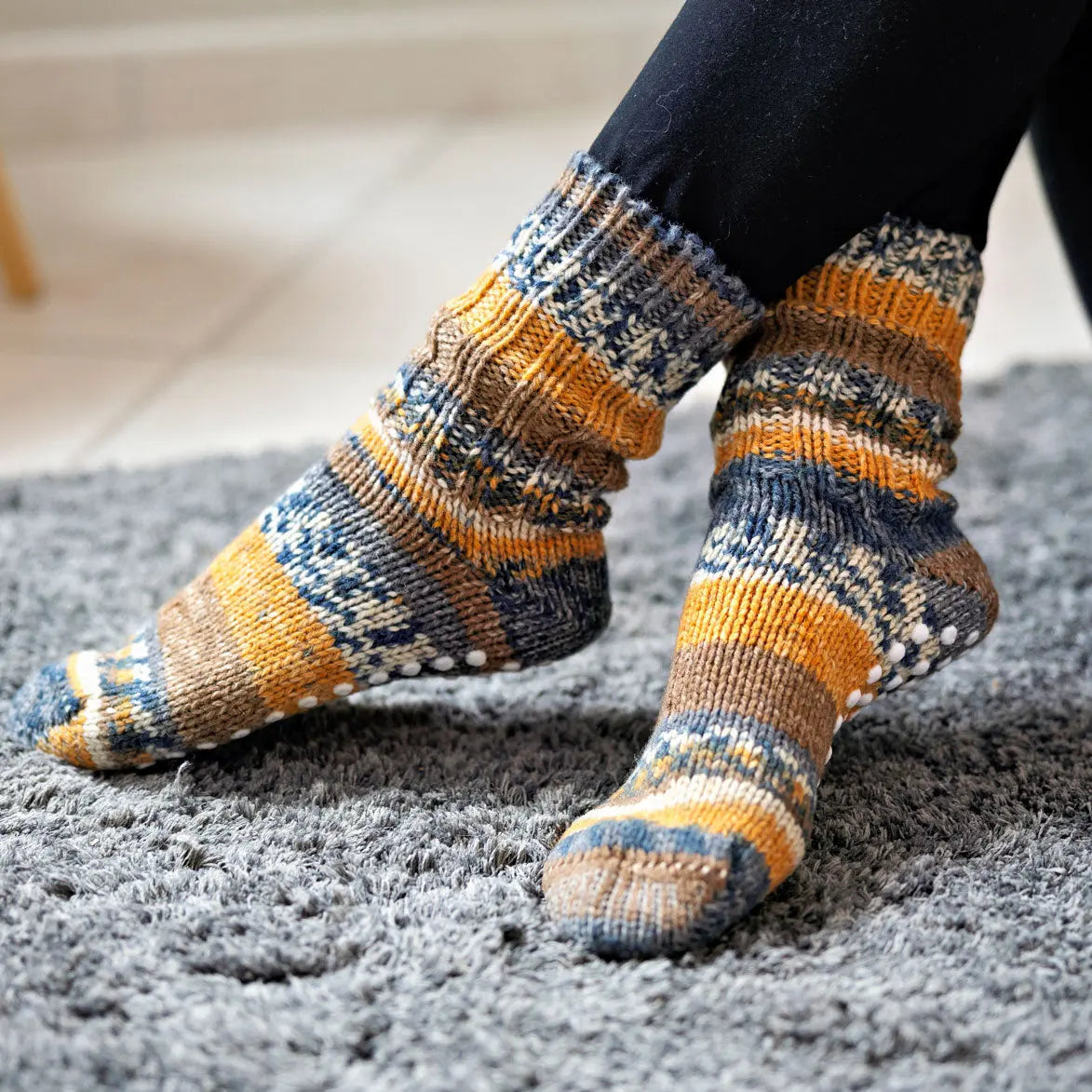 Chaussettes en pure laine antidérapantes Hirsch Natur Adulte - Orange