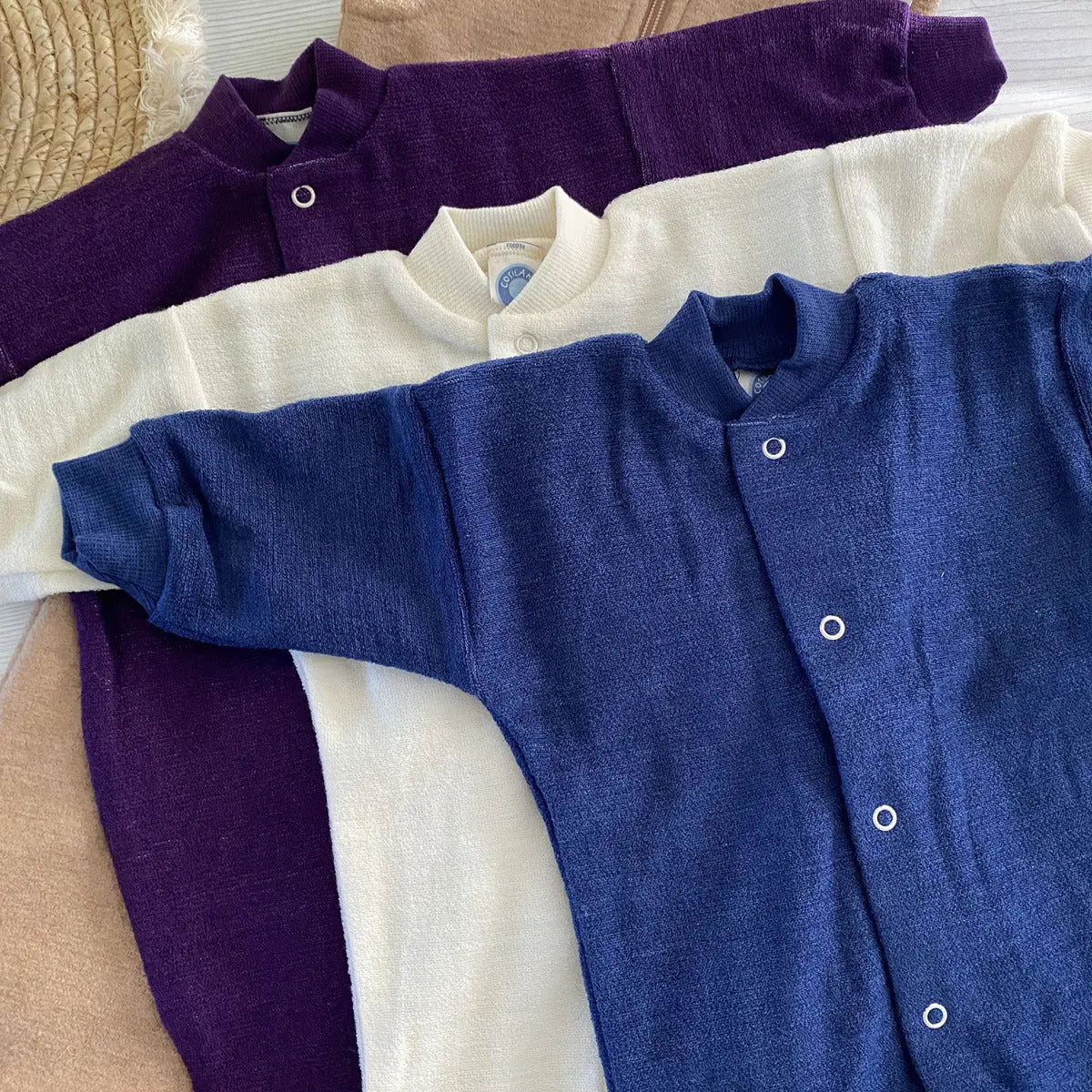 Pyjama en éponge de laine Cosilana - Marine - Lilinappy