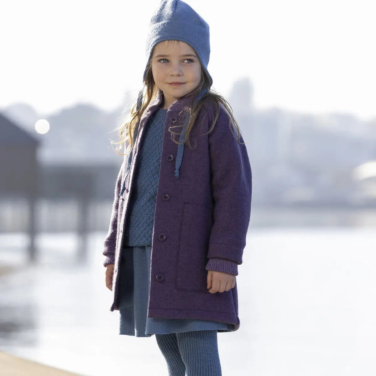 Manteau Disana Aubergine – Veste enfant laine bouillie