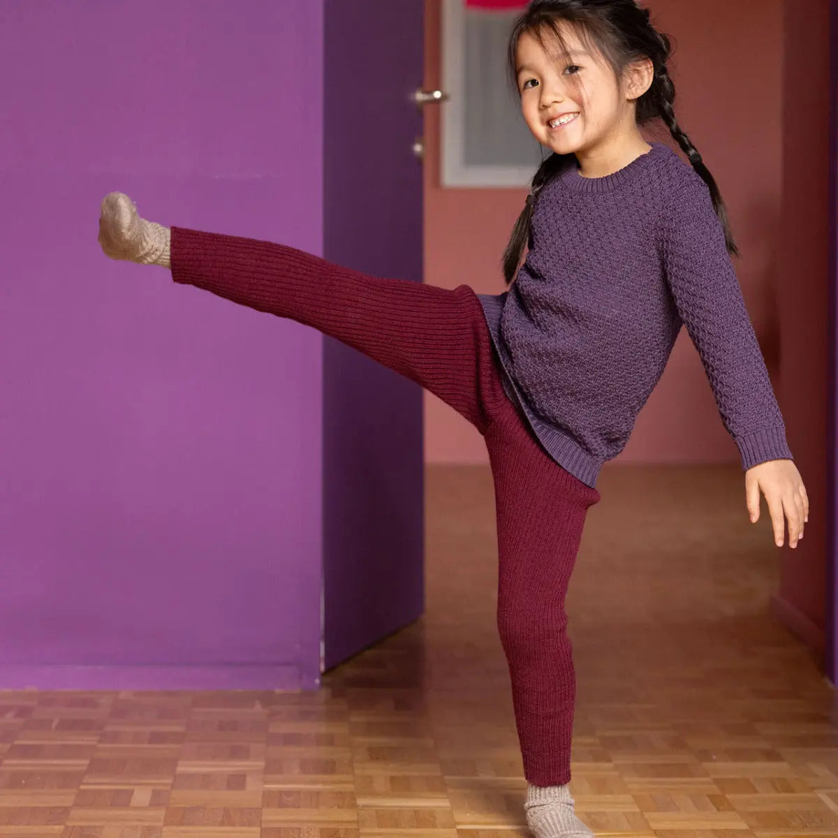 Leggings bébé en laine mérinos Disana - Soft Pink