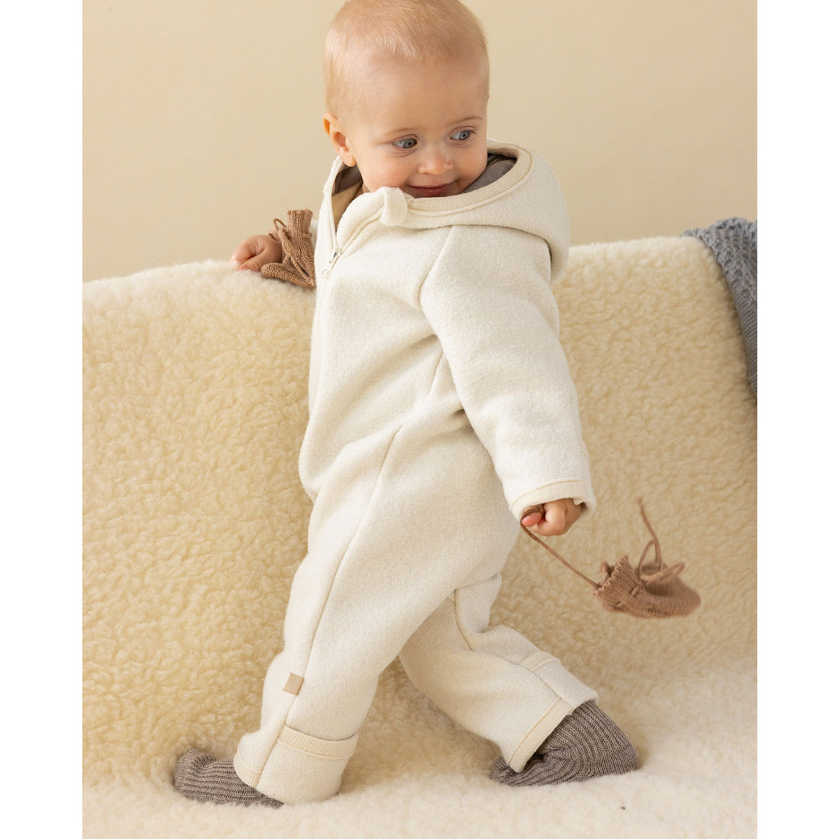 Combinaison Zip Overall en laine mérinos Disana – Naturel - Lilinappy