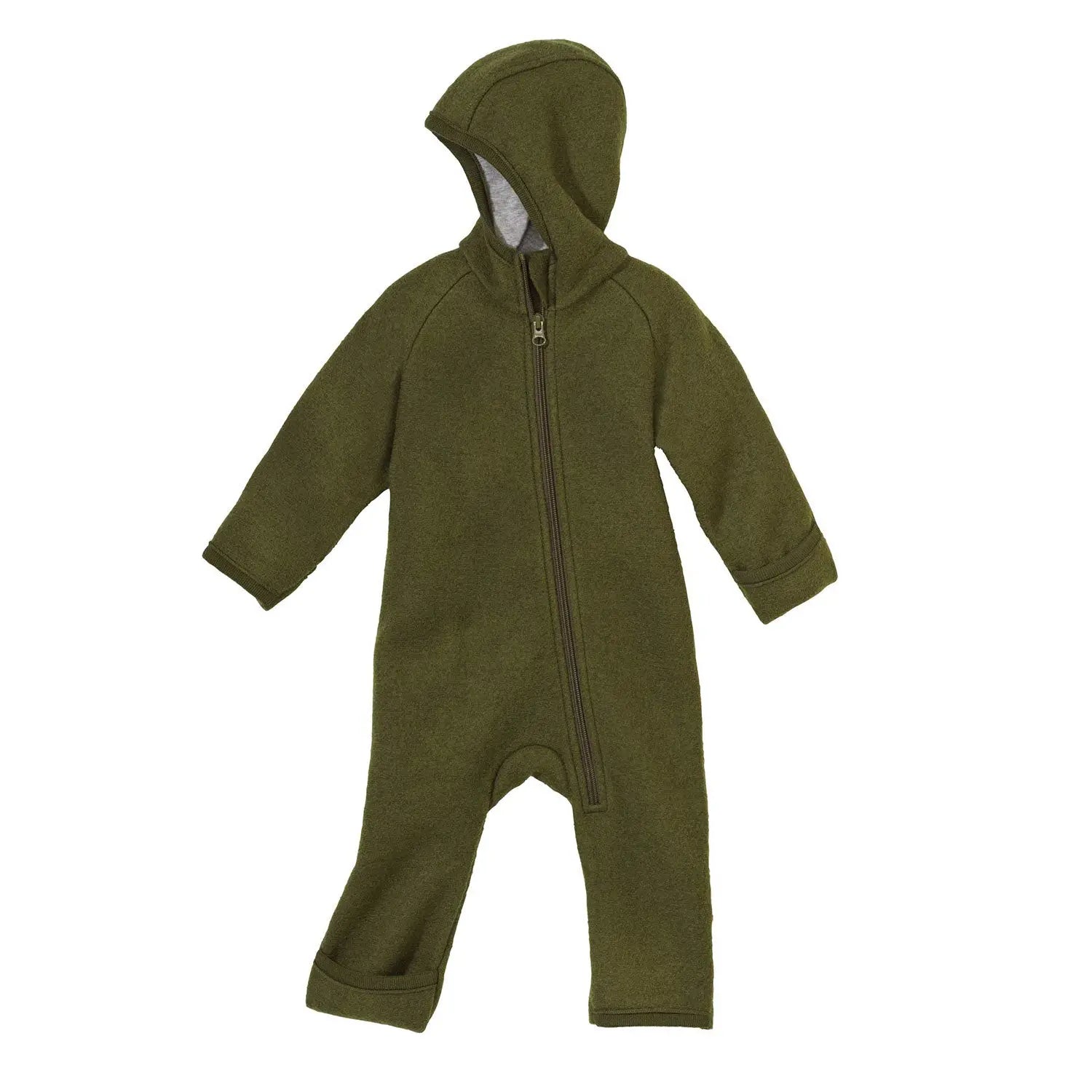 Combinaison bébé zippée en laine bouillie Disana - Olive - Lilinappy