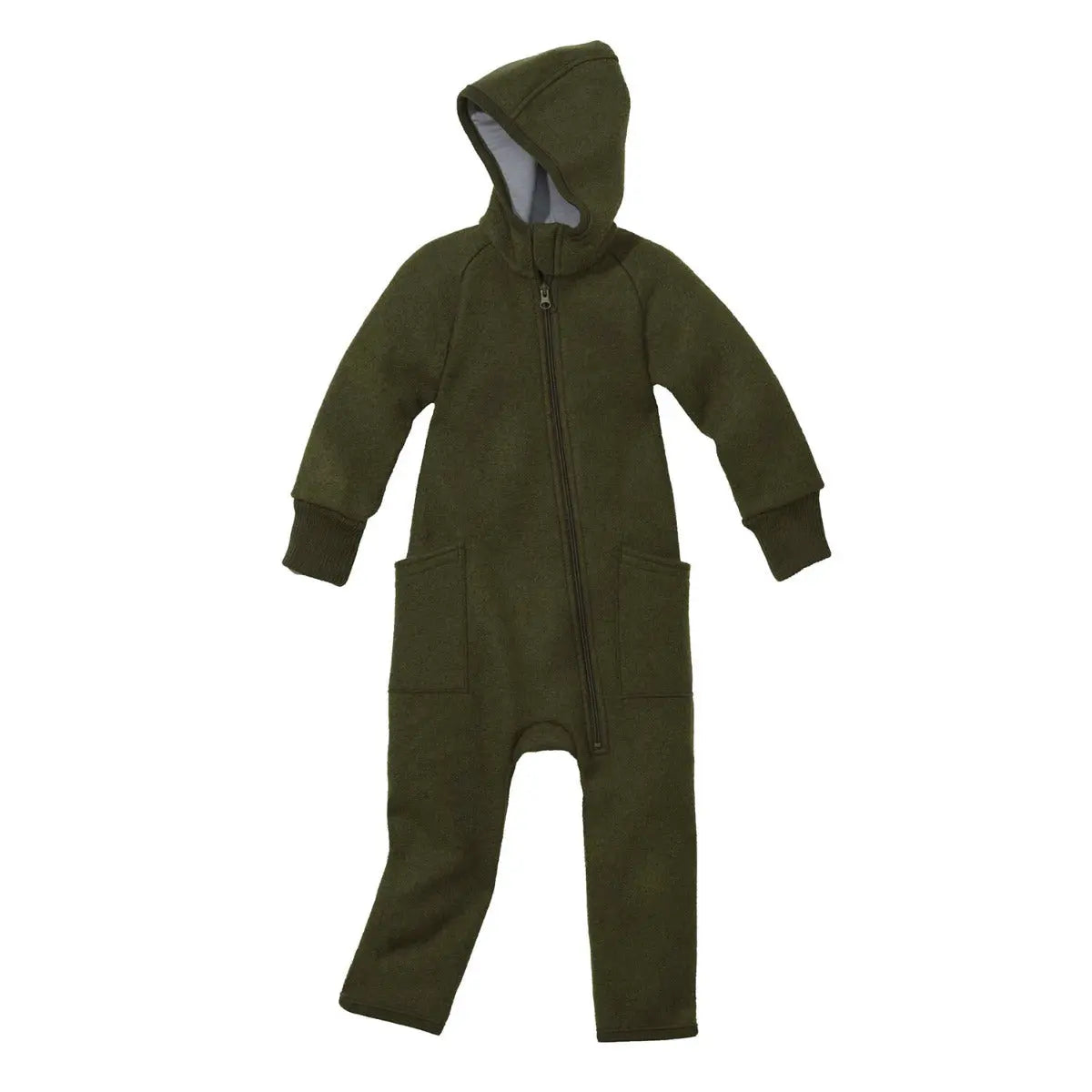 Combinaison bébé zippée en laine bouillie Disana - Olive