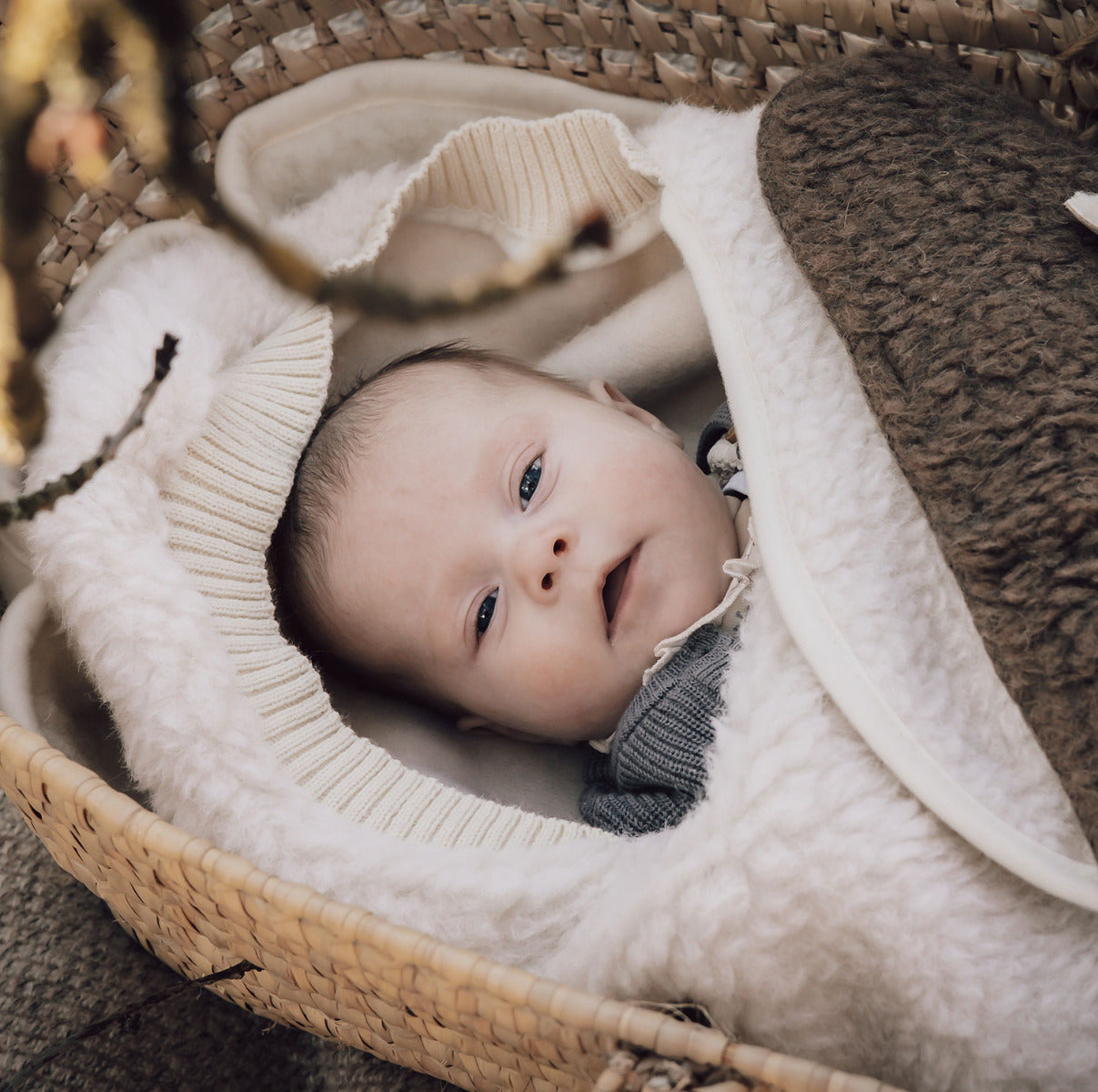 Couverture d'emmaillotage en laine Alwero Beige - Lilinappy