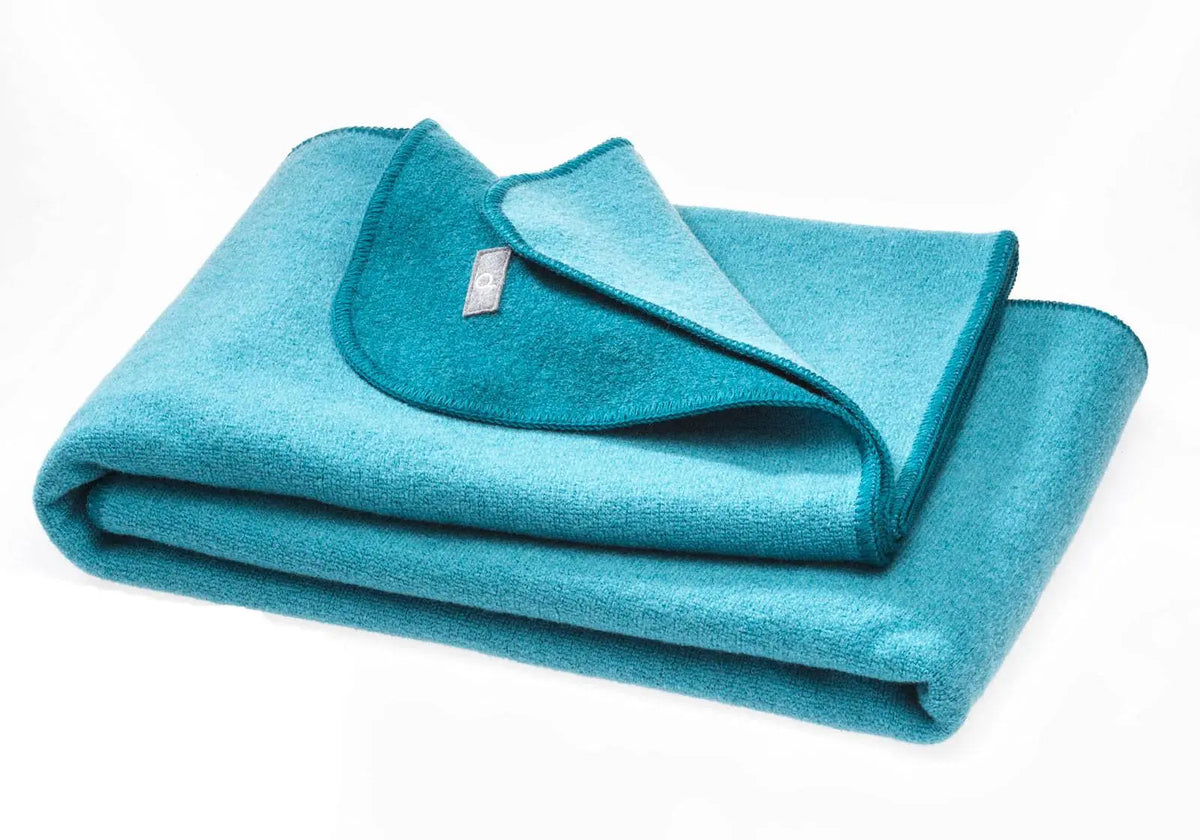 Couverture en laine bouillie double face Disana 100x135cm - Pacific-lagon - Lilinappy