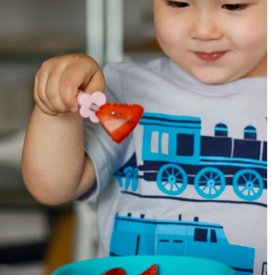 Couverts ergonomiques Inox 3 pièces Grabease - rose clair - Lilinappy