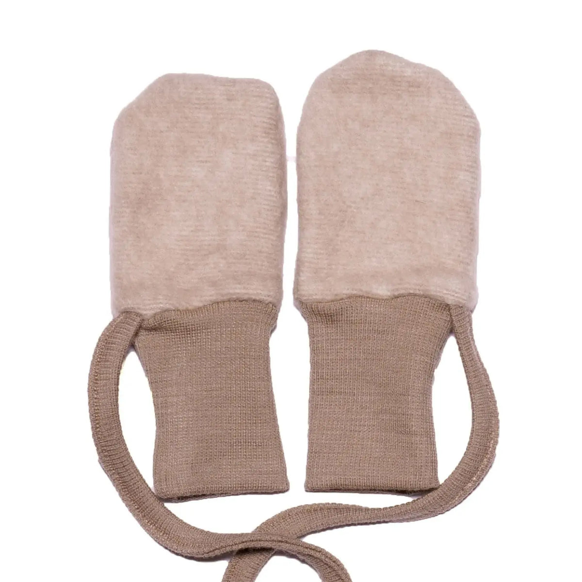 Moufles bébé en polaire de laine & coton bio Cosilana – Latté