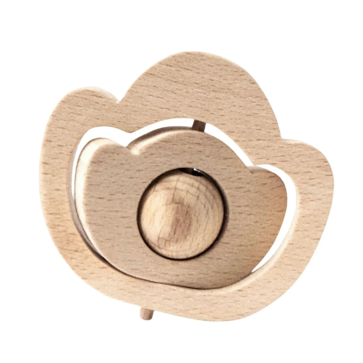 Hochet fleur en bois brut Poppy KMR Childwood – Coquelicot
