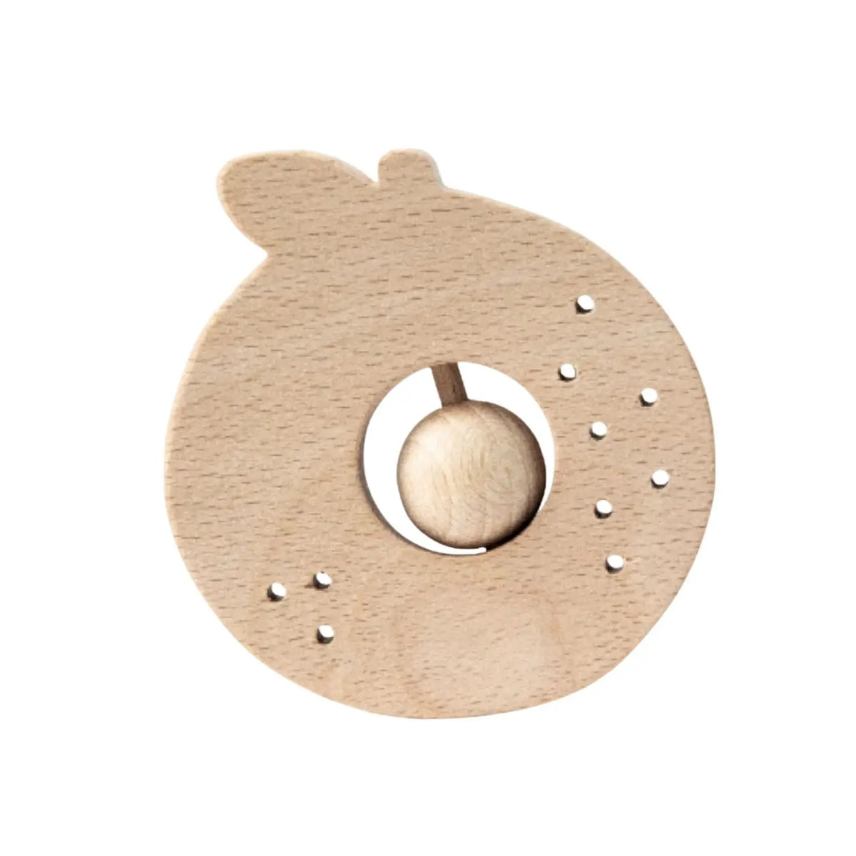 Hochet de dentition en bois brut KMR Childwood - TUTTIFRUTTI orange