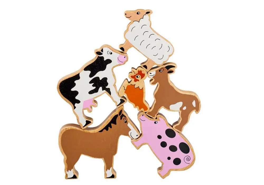 Set 6 animaux de la ferme en bois issus du commerce équitable Lanka Kade