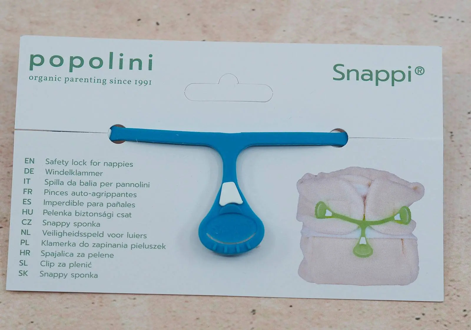 Attache pour les langes snappi Flashy Popolini-bleu