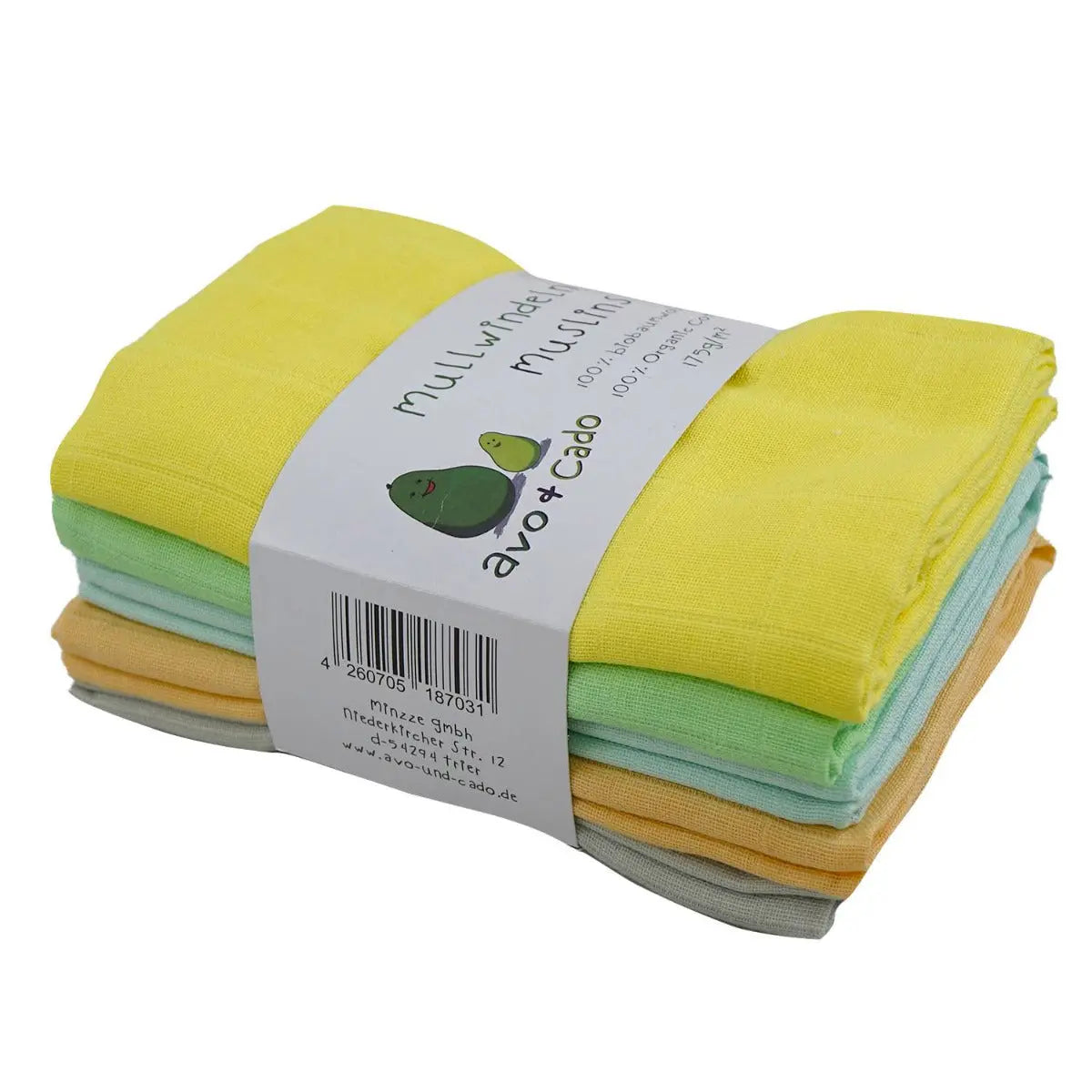 Lot de 5 langes en coton bio coloré Avo+Cado
