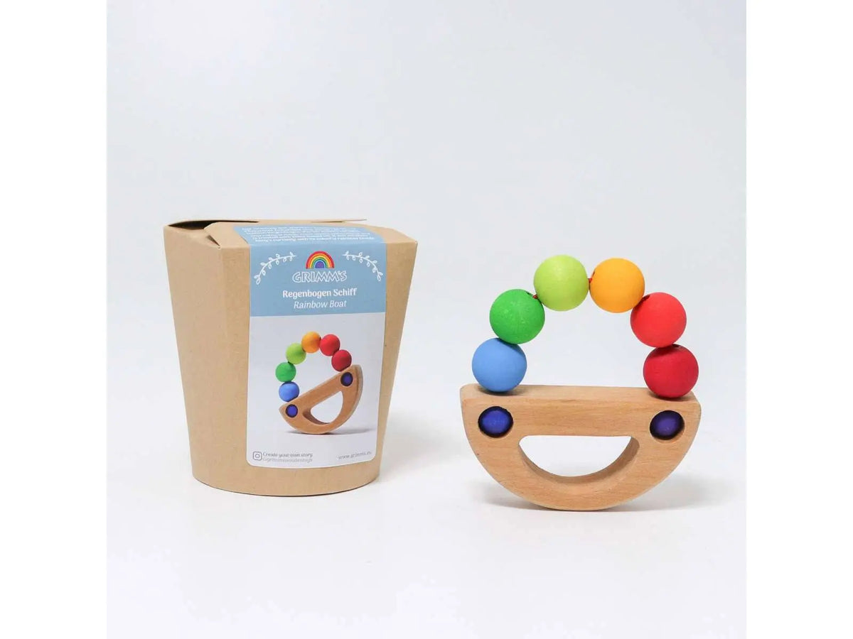 Hochet en bois Bateau Arc-en-ciel Grimm's Grimms