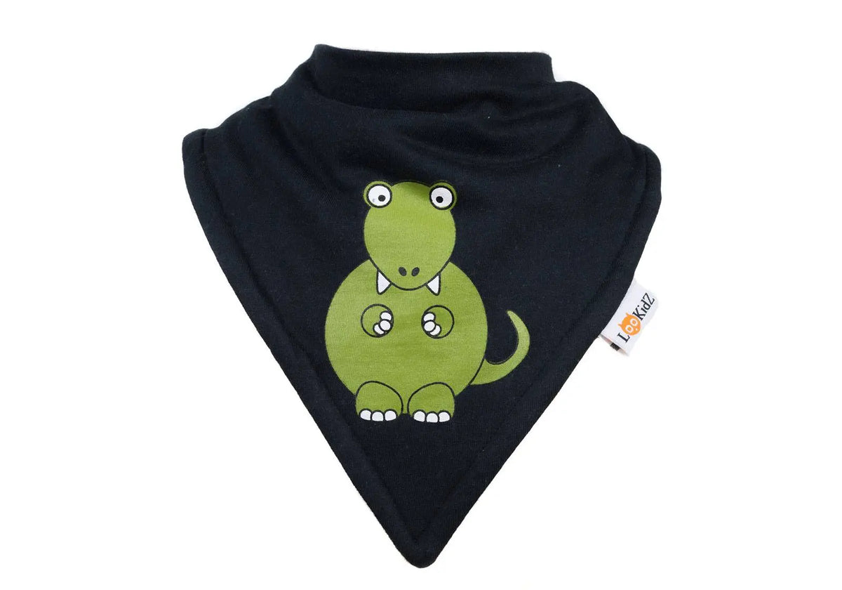 Bavoir bandana Lookidz Dino fond noir