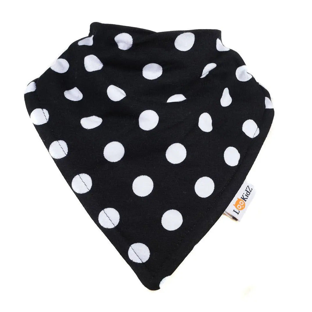 Bavoir bandana Lookidz Pois blancs fond noir