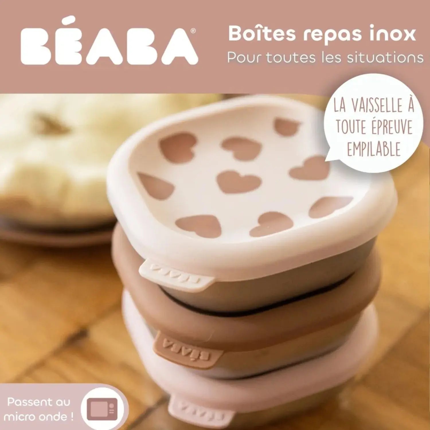 Lot de 3 boîtes repas inox 250ml Béaba - Big Love