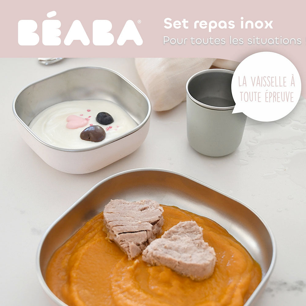 Coffret repas bébé inox Béaba - Barbe à papa