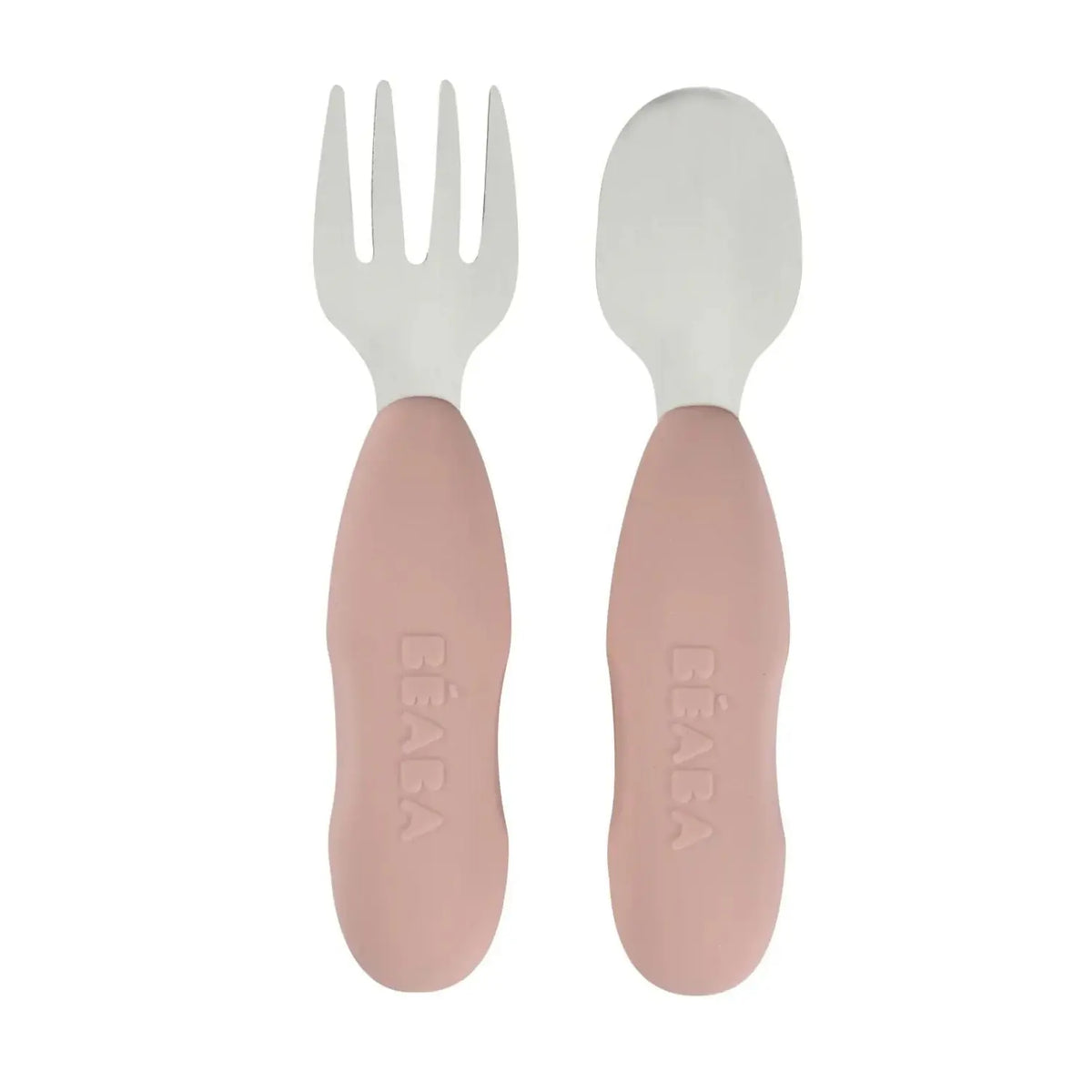 Lot de 2 pré-couverts d’apprentissage inox & silicone Béaba - Barbe à papa