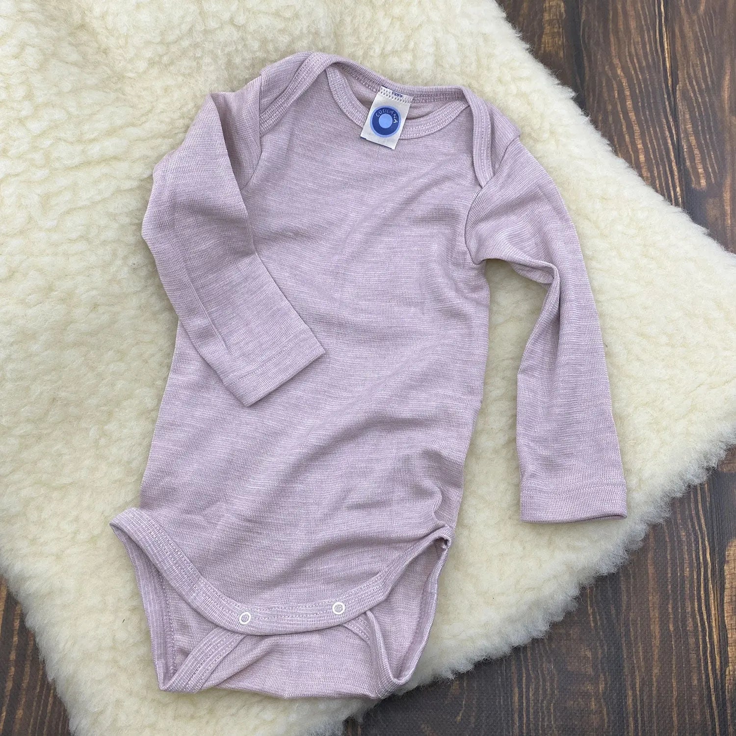 Body à manches longues en laine et soie Cosilana - Rose chiné - Lilinappy