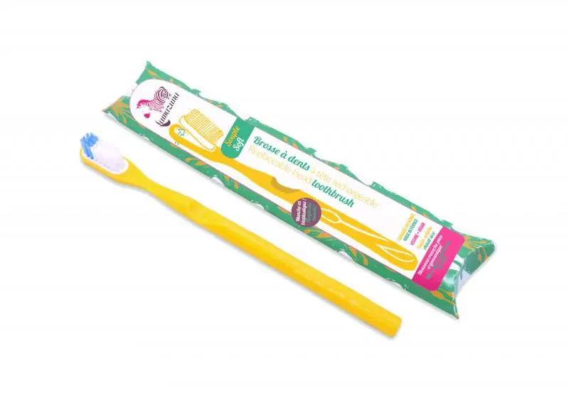 Brosse à dents écologique rechargeable Lamazuna Jaune-Medium