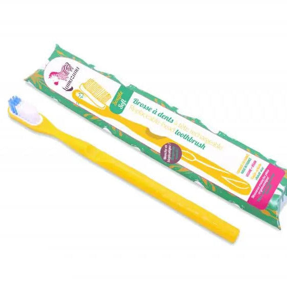 Brosse à dents écologique rechargeable Lamazuna Jaune-Medium