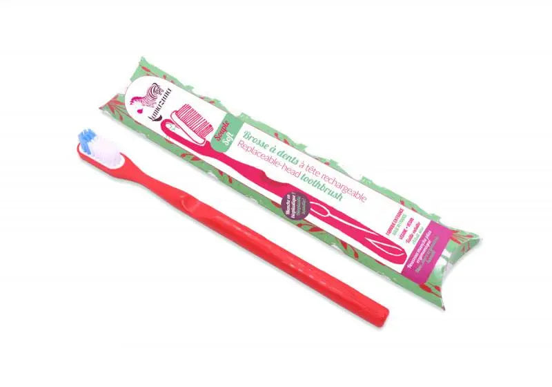 Brosse à dents écologique rechargeable Lamazuna Framboise-Medium