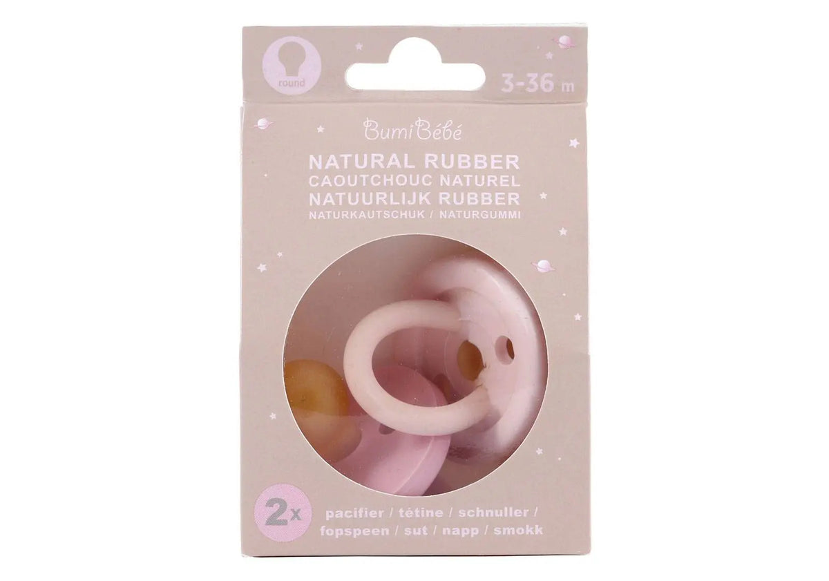 Lot de 2 tétines en caoutchouc Bumi Hevea - Rose et Sage 0/3 mois Hevea