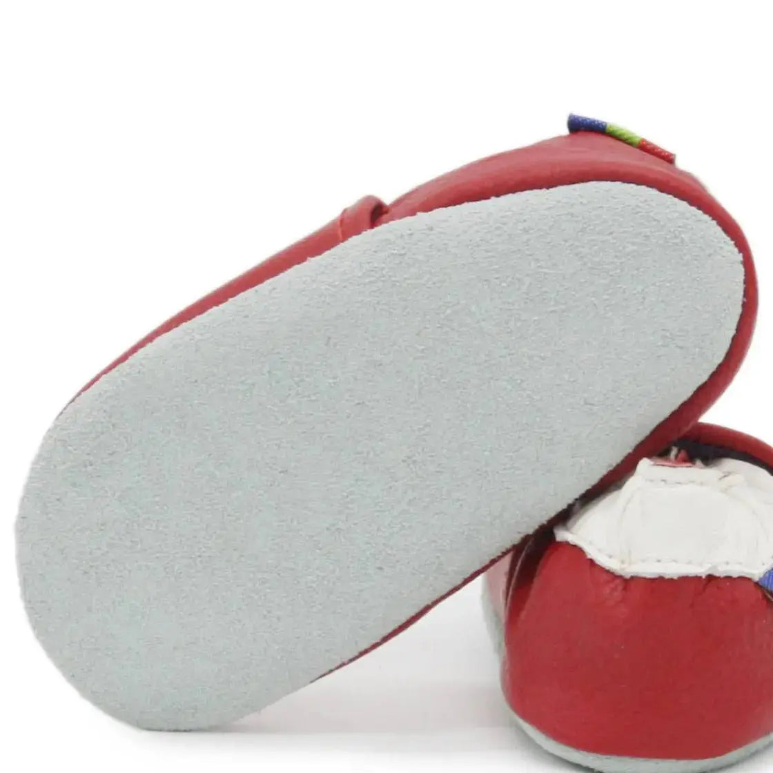 Chaussons cuir souple Carozoo - Bunny fond rouge - Lilinappy