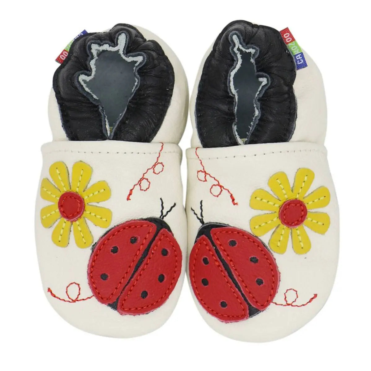 Chaussons cuir souple Ladybug flower cream à petits prix - Lili Nappy