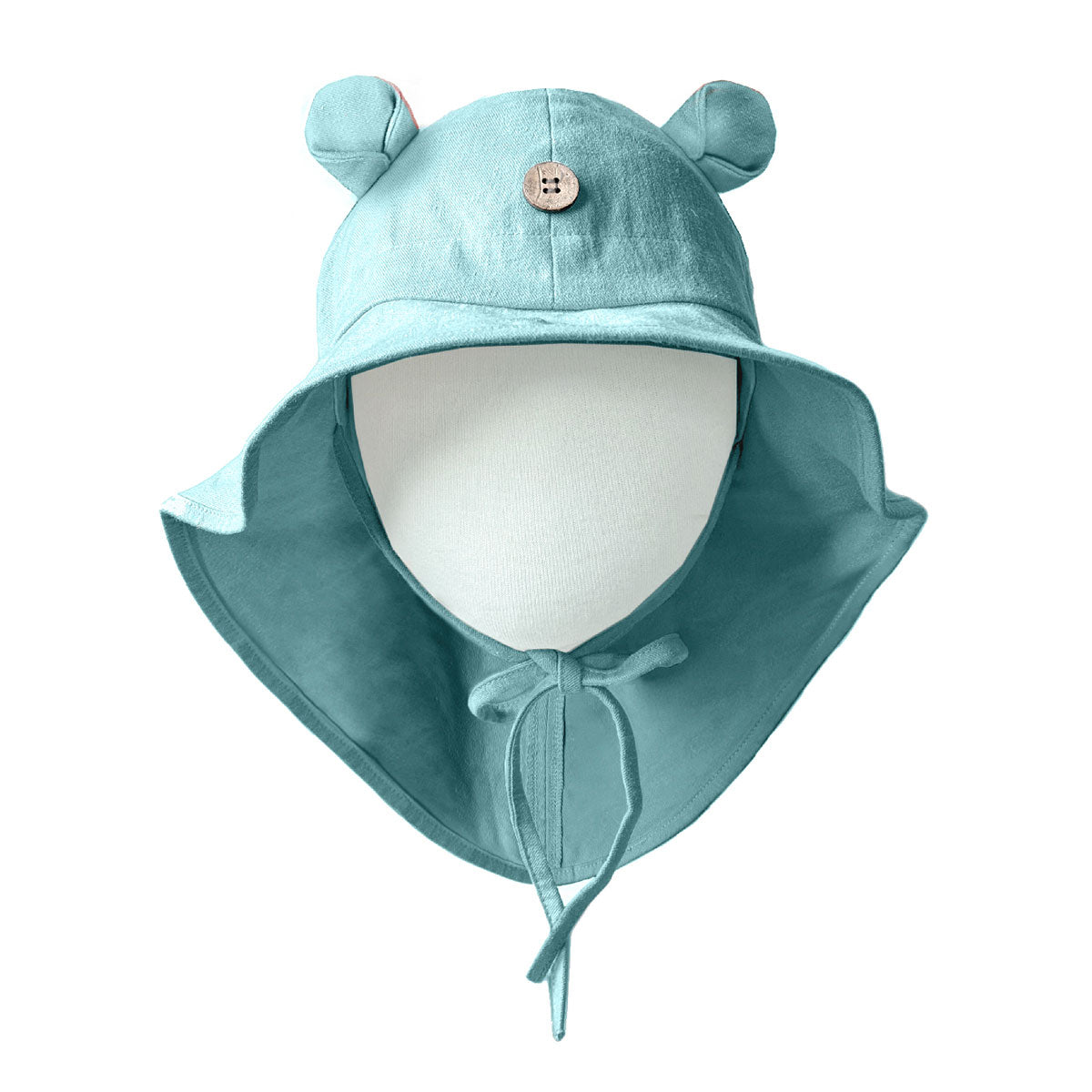 Chapeau de soleil ajustable ManyMonths avec oreilles d'ourson - Island Aqua
