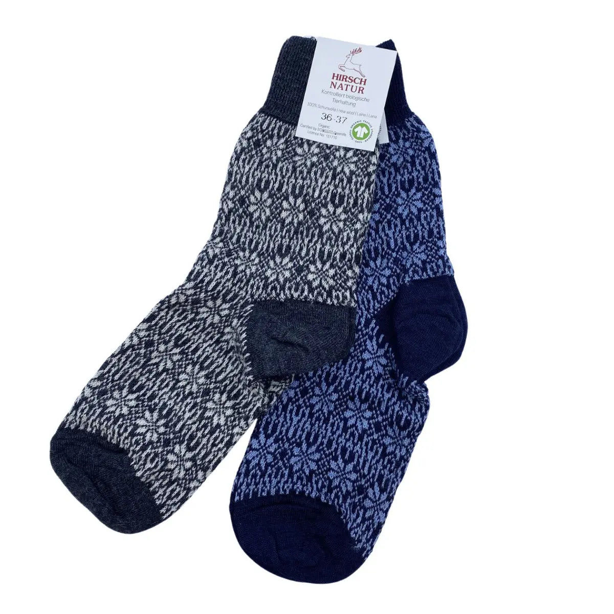 Chaussettes fines en laine motif étoile Hirsch Natur Adultes