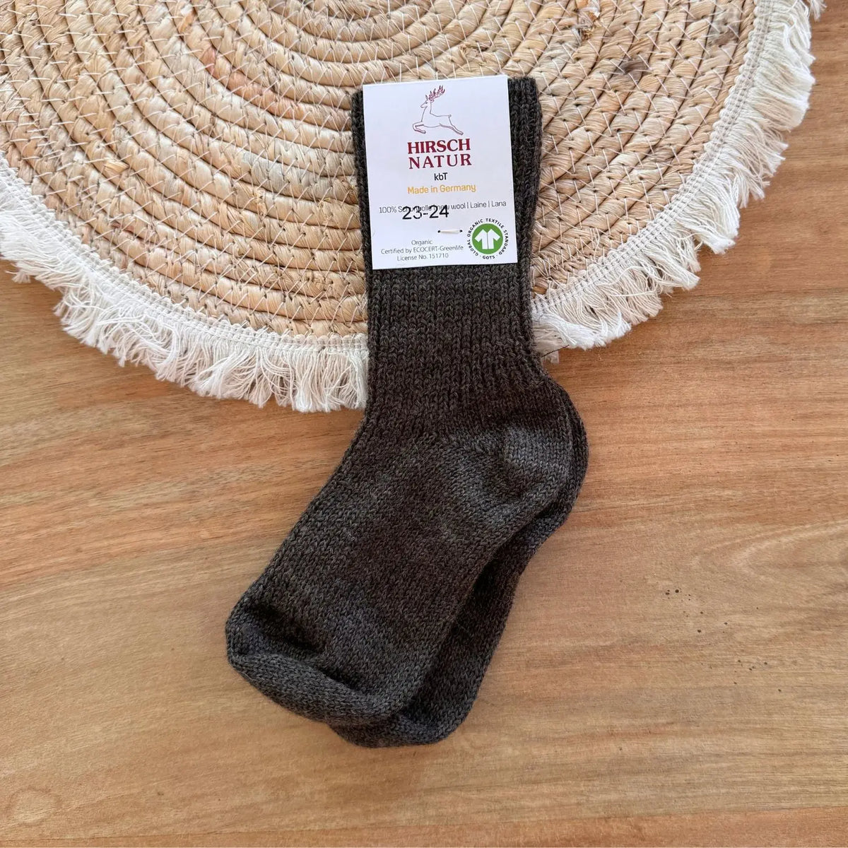 Chaussettes en pure laine pour enfants Hirsch Natur - Lilinappy