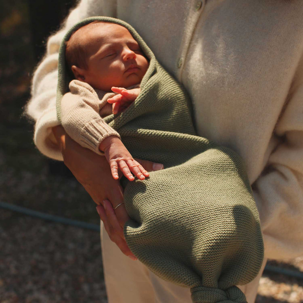 Cocon d'emmaillotage en laine mérinos HVID Kaki