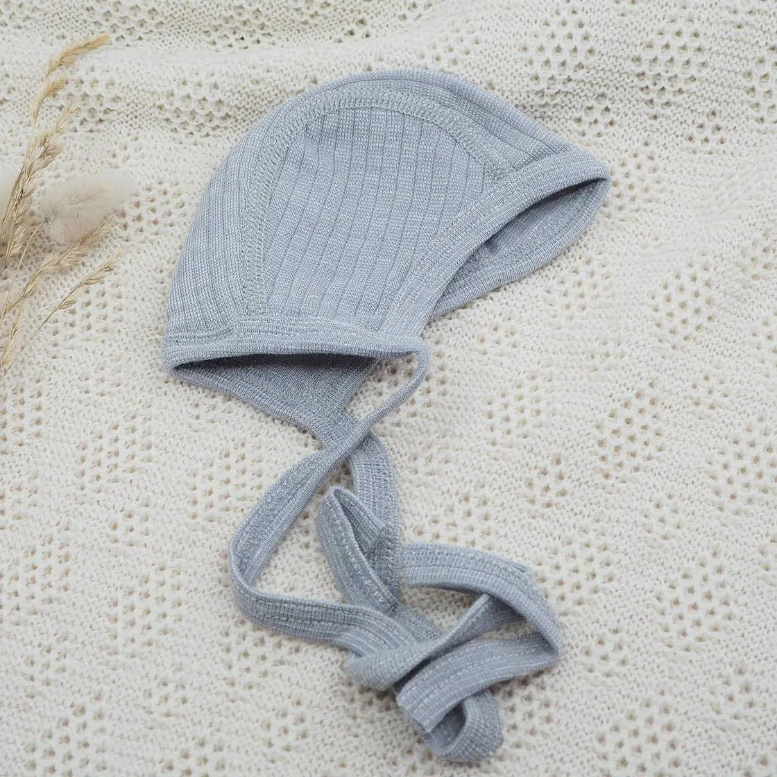 Bonnet en laine, soie et coton bio Cosilana - Gris clair - Lilinappy