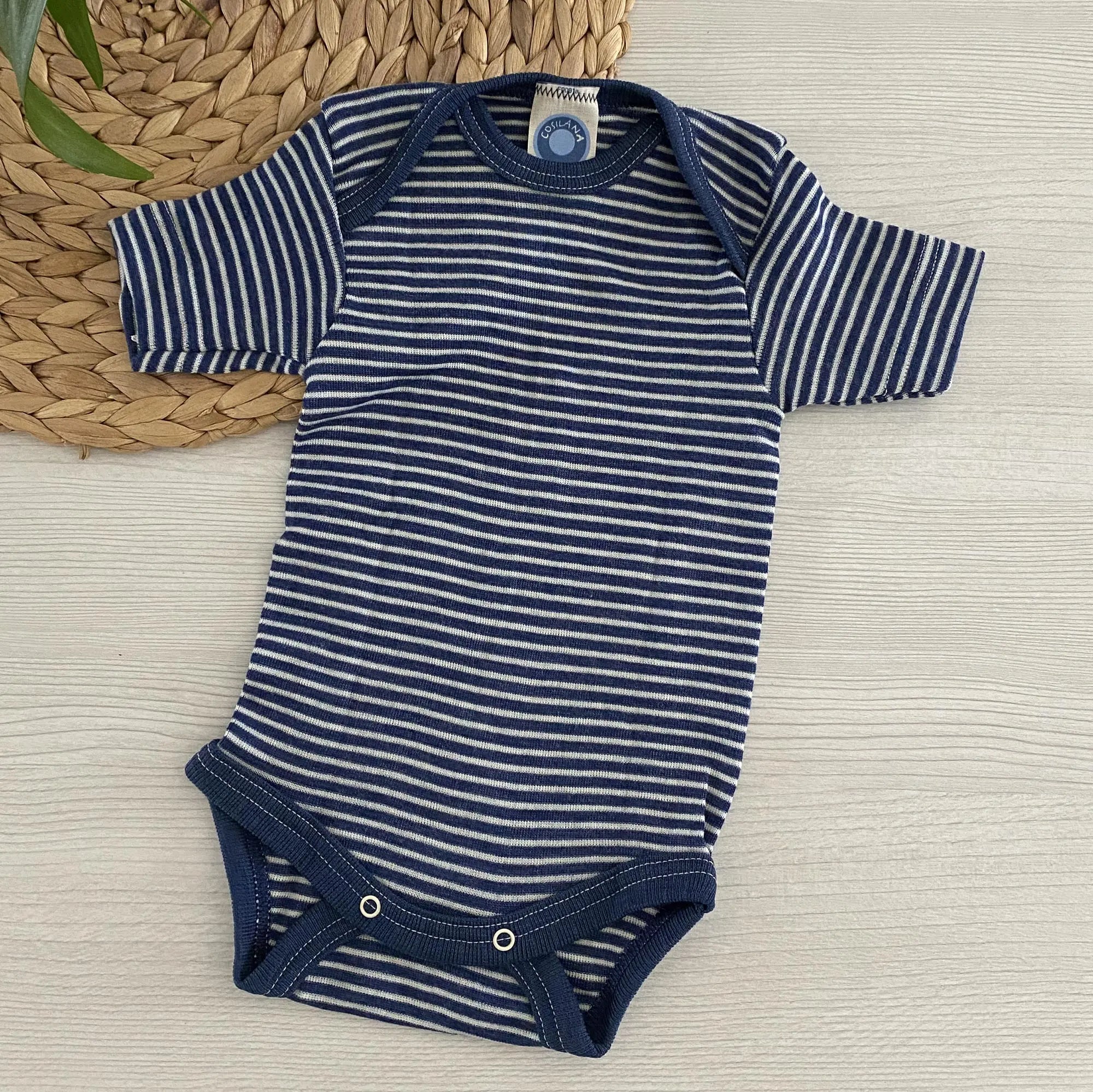 Body à MC en laine & soie Cosilana - Rayé marine