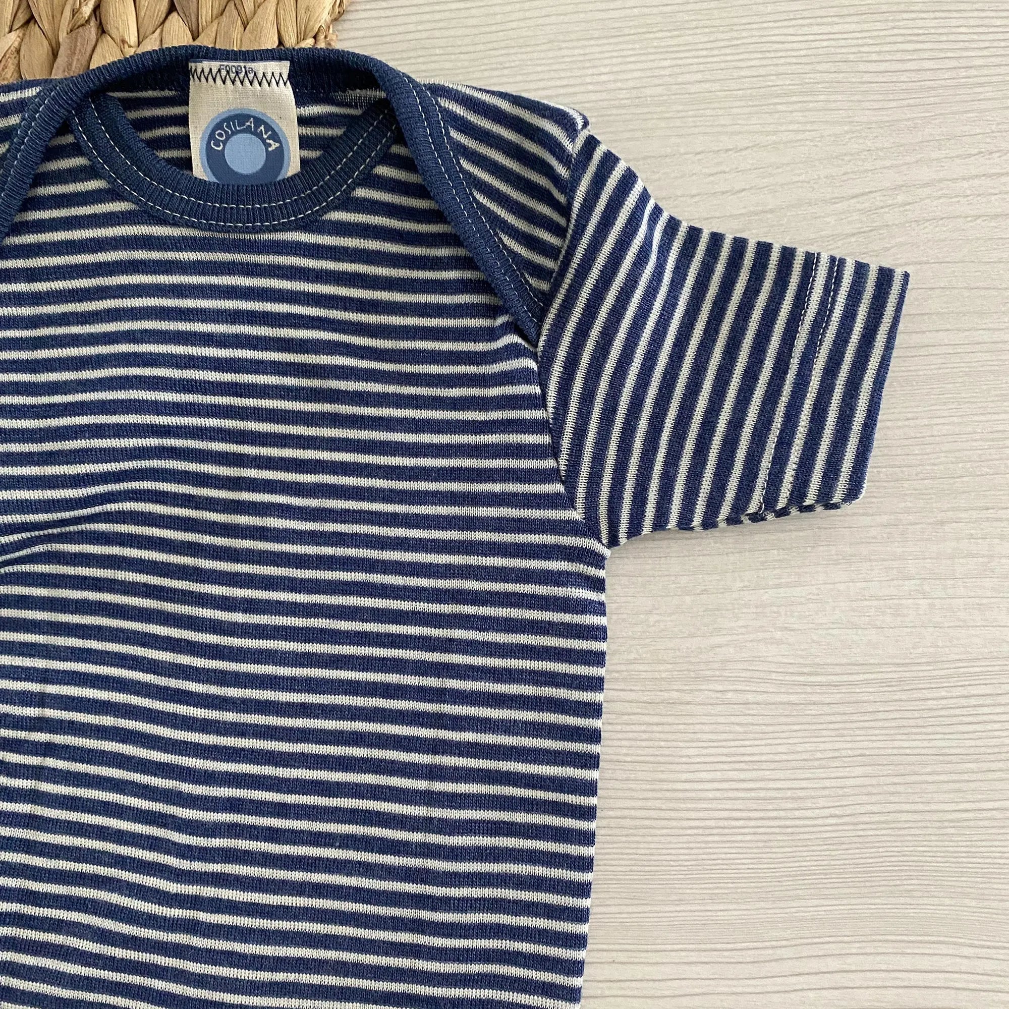 Body à MC en laine & soie Cosilana - Rayé marine