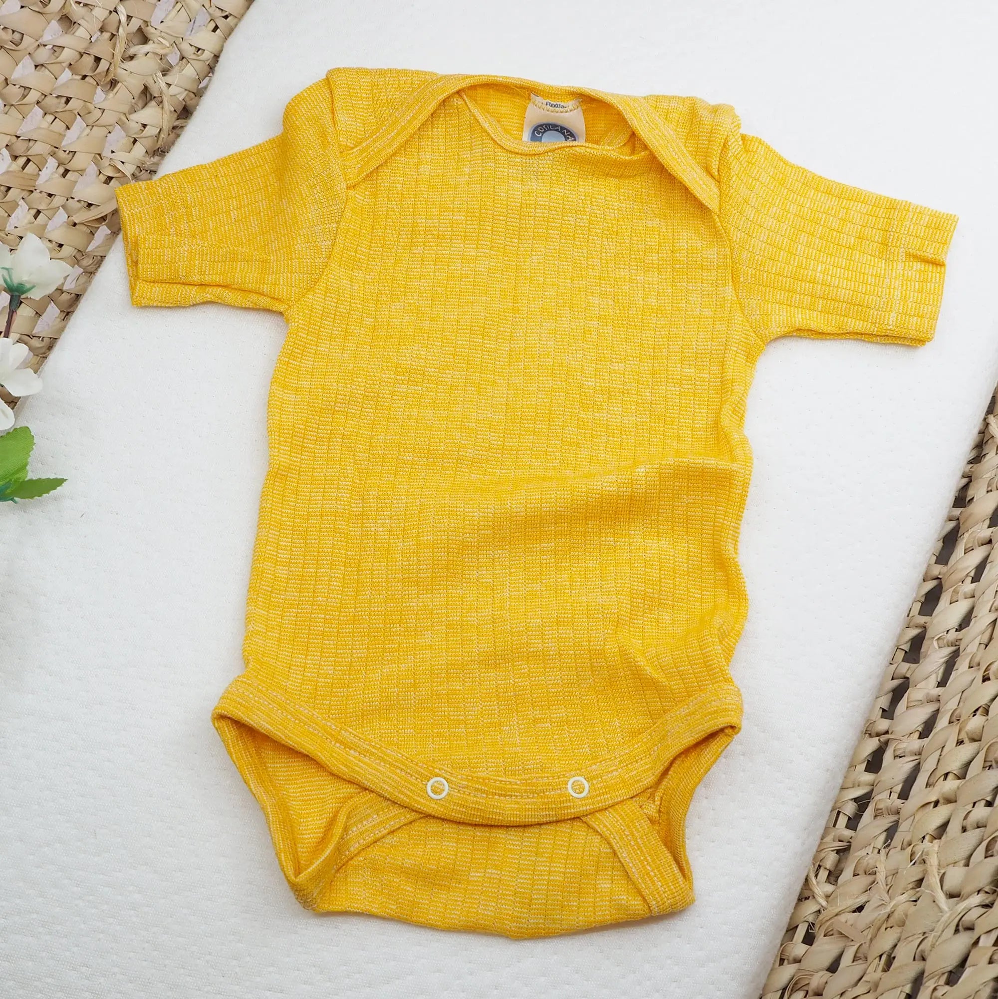 Body à MC en laine, soie et coton bio Cosilana - Jaune