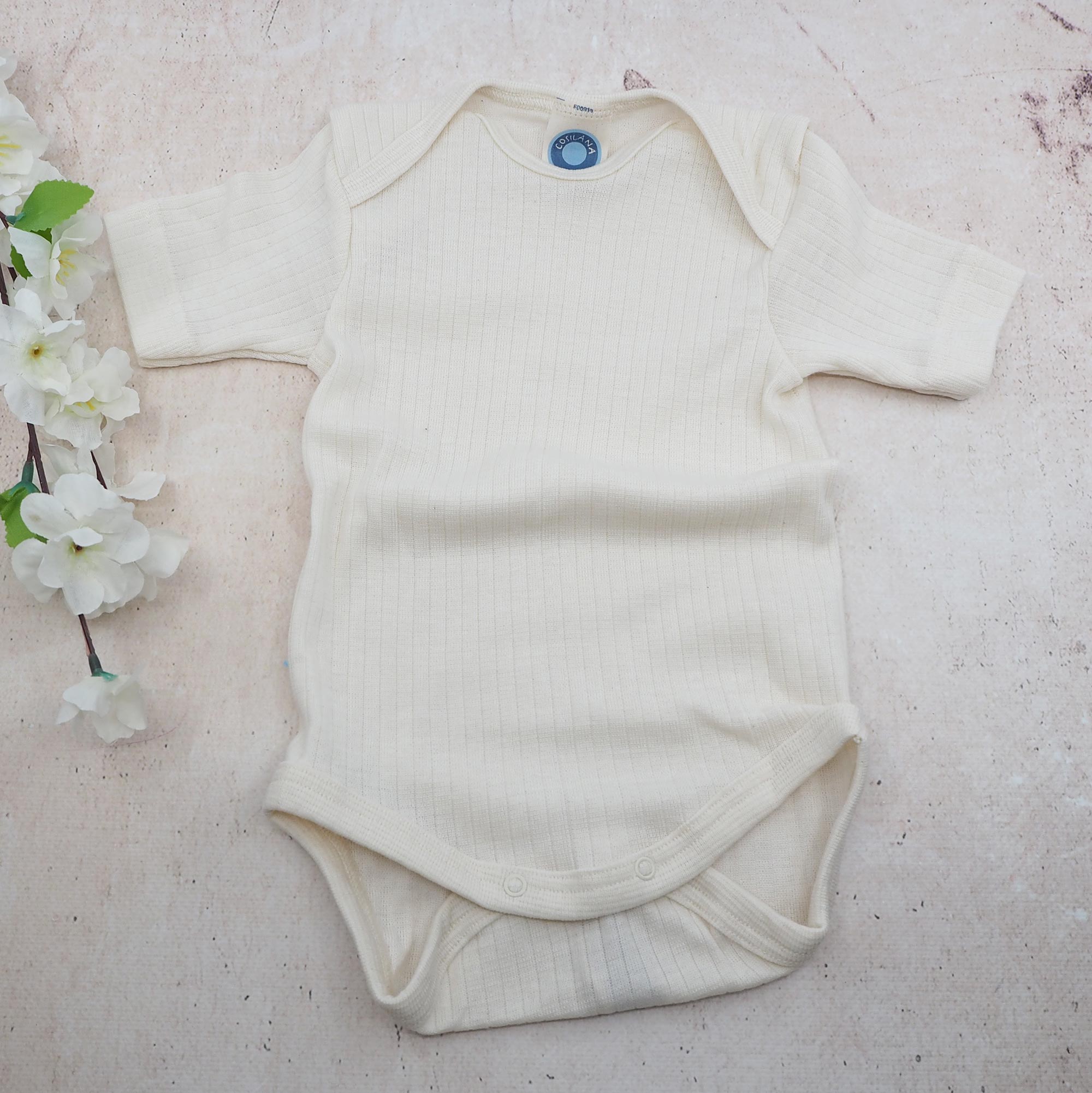 Body à MC en laine, soie et coton bio Cosilana - Naturel