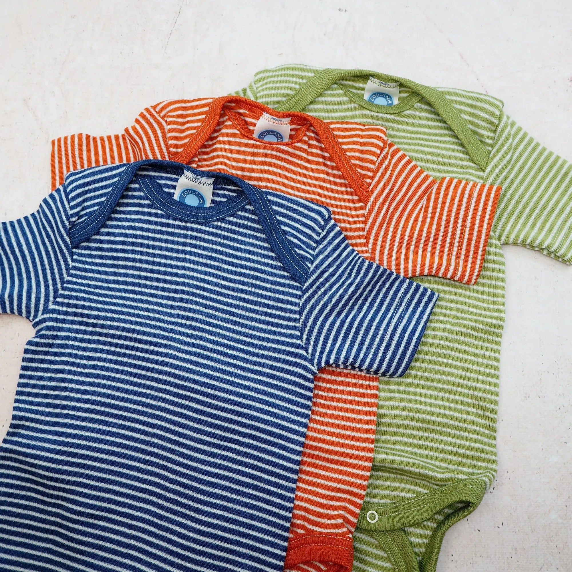 Body à MC en laine & soie Cosilana - Rayé vert