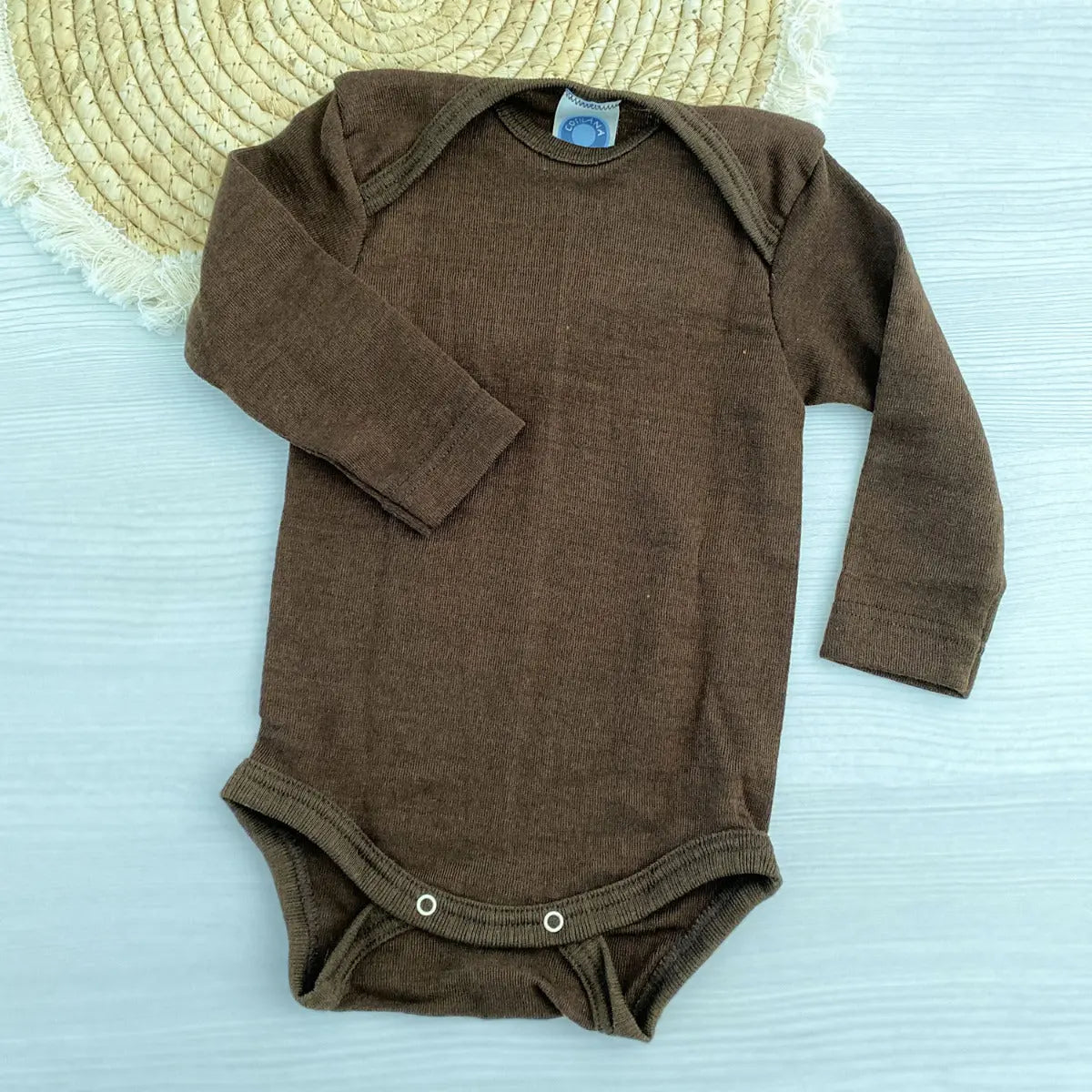 Body à manches longues en laine et soie Cosilana Marron