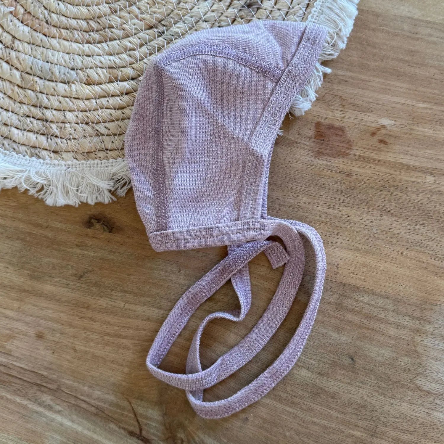 Bonnet en laine et soie Cosilana - Rose poudre