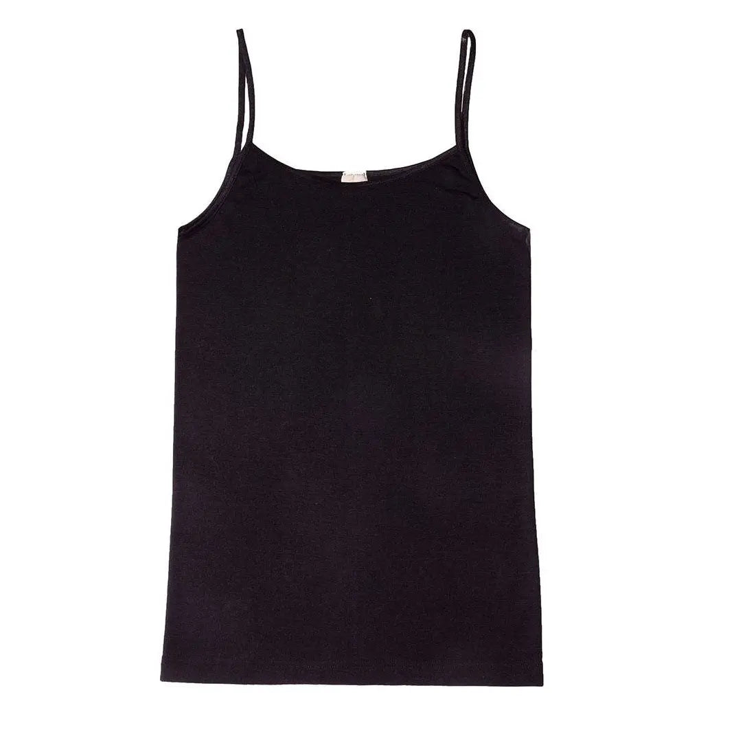 Débardeur à fines bretelles pour femme en laine et soie Cosilana - Noir - Lilinappy