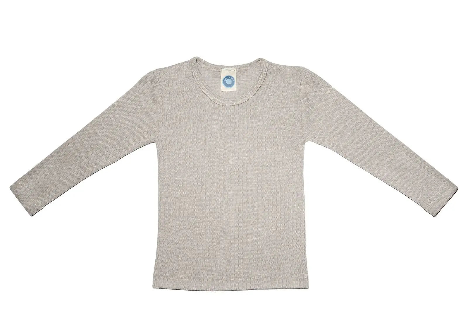 Tee-shirt manches longues en laine, soie et coton bio Cosilana - Gris - Lilinappy