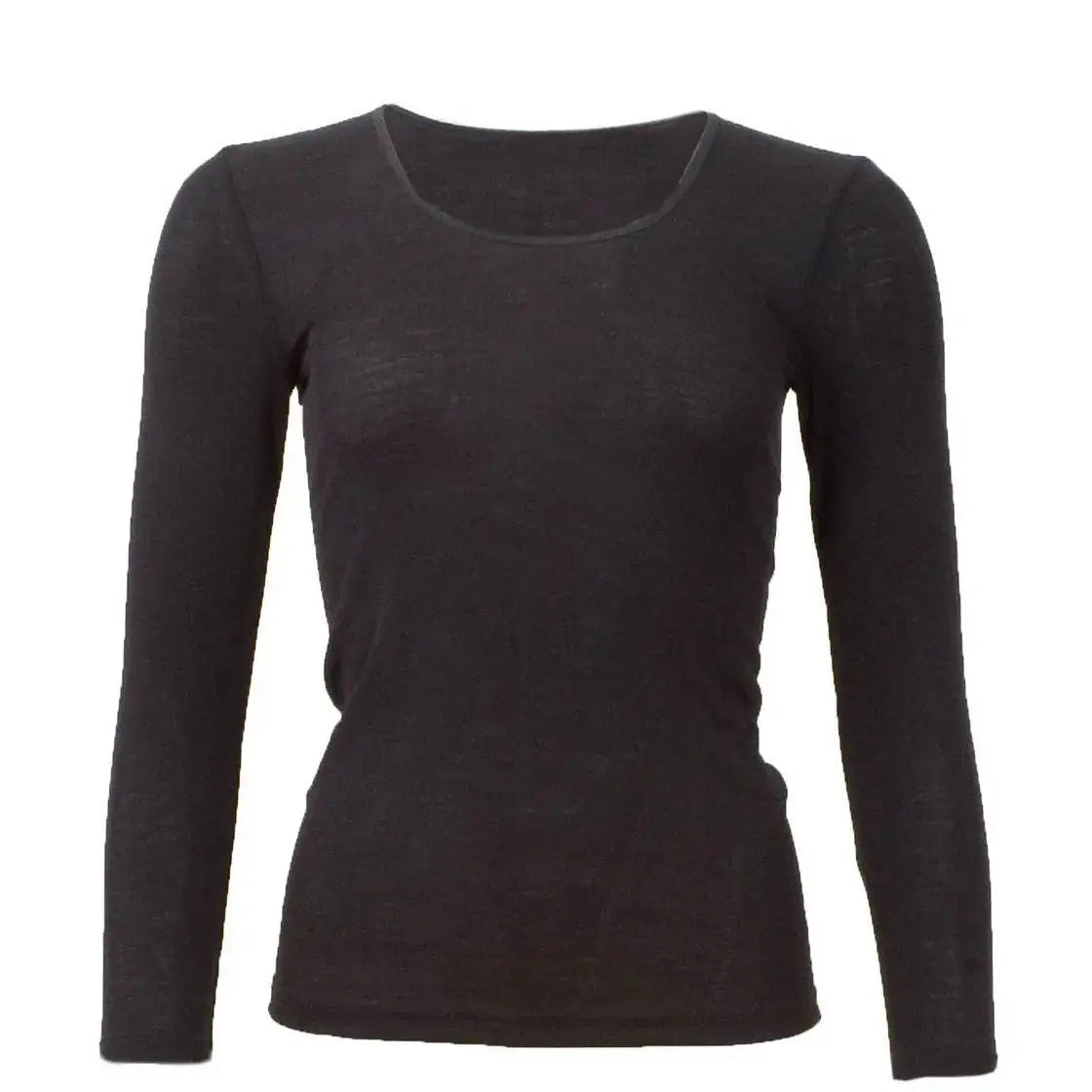 T-shirt à ML pour femme en laine et soie Cosilana Noir