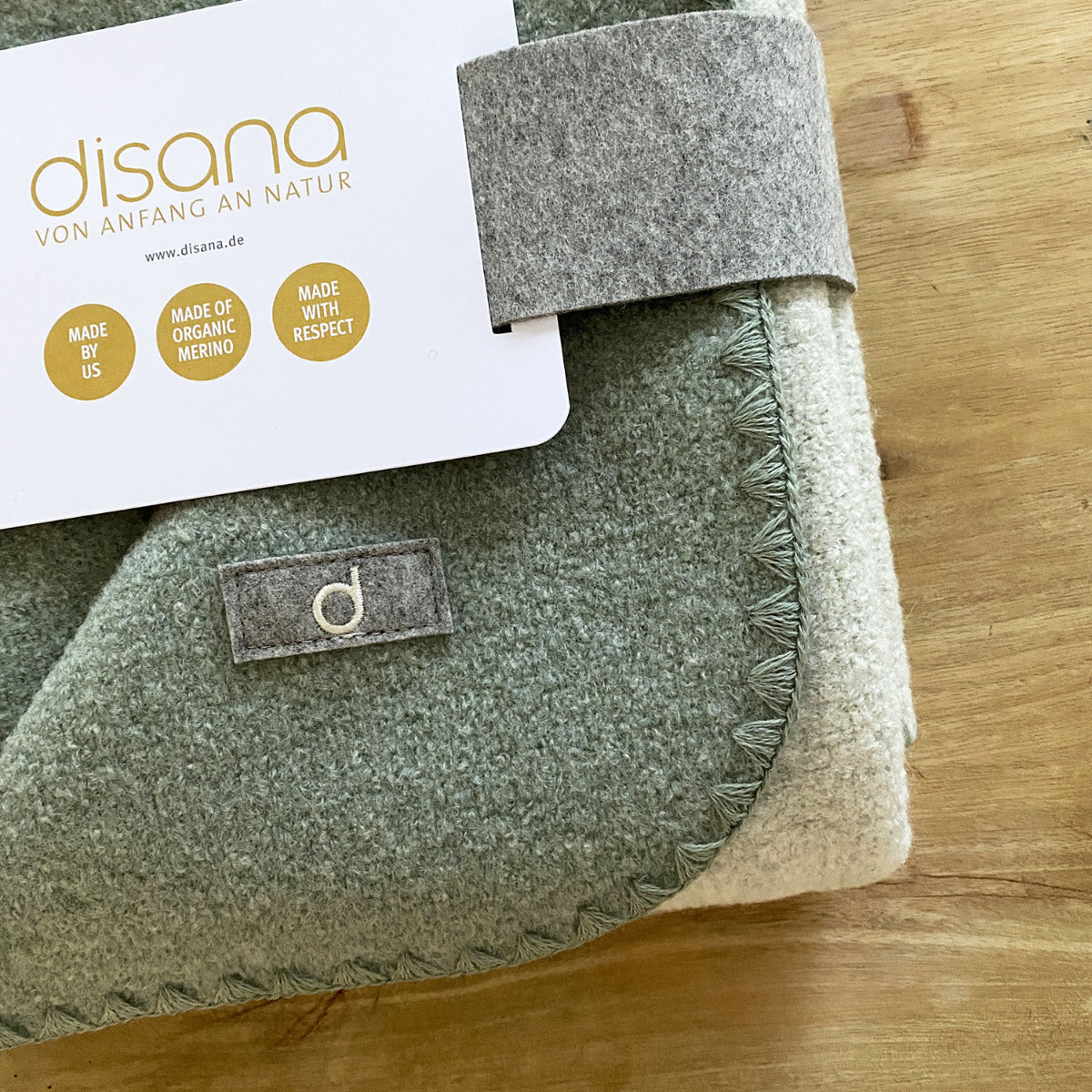 Couverture bébé double face en laine bouillie Disana – Jade