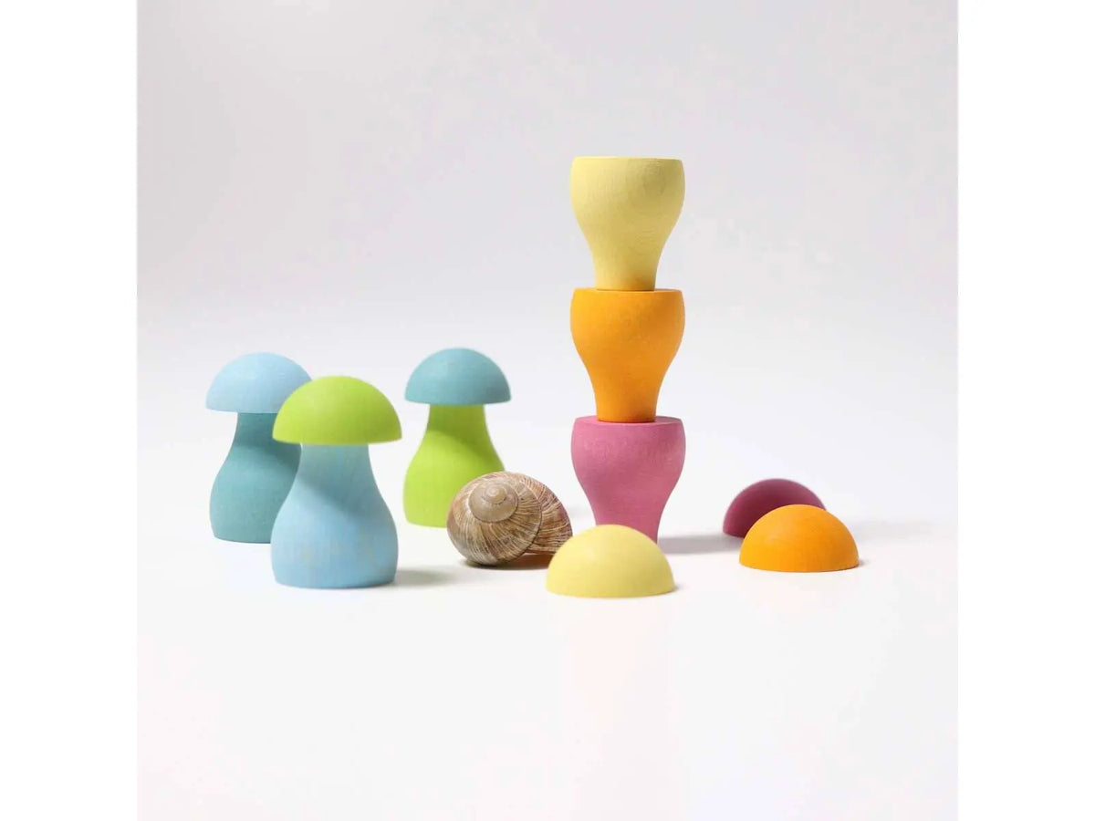 Champignons en bois Arc en ciel Grimm's - Pastel Grimms