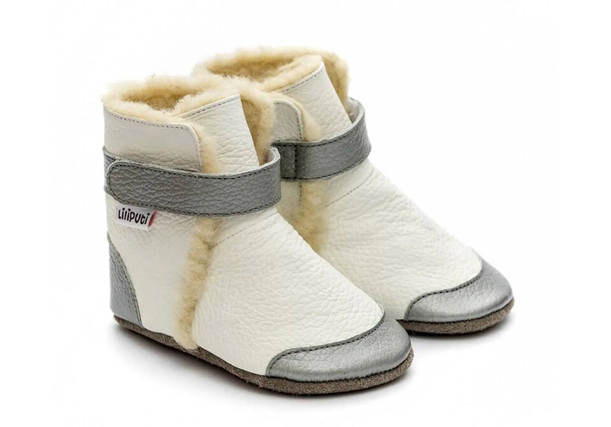 Bottines en cuir souple fourrées Crystal Liliputi