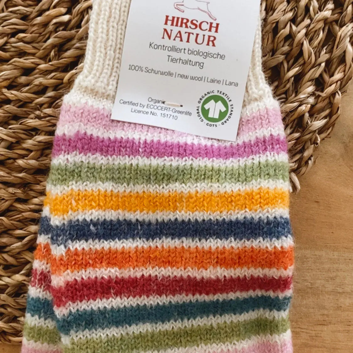 Jambières en laine vierge bio Hirsch Natur – Rainbow nature